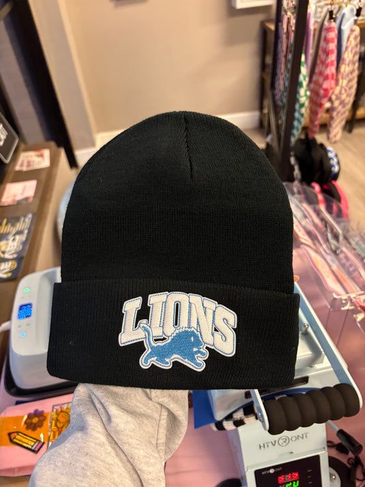 Lions on Black Beanie